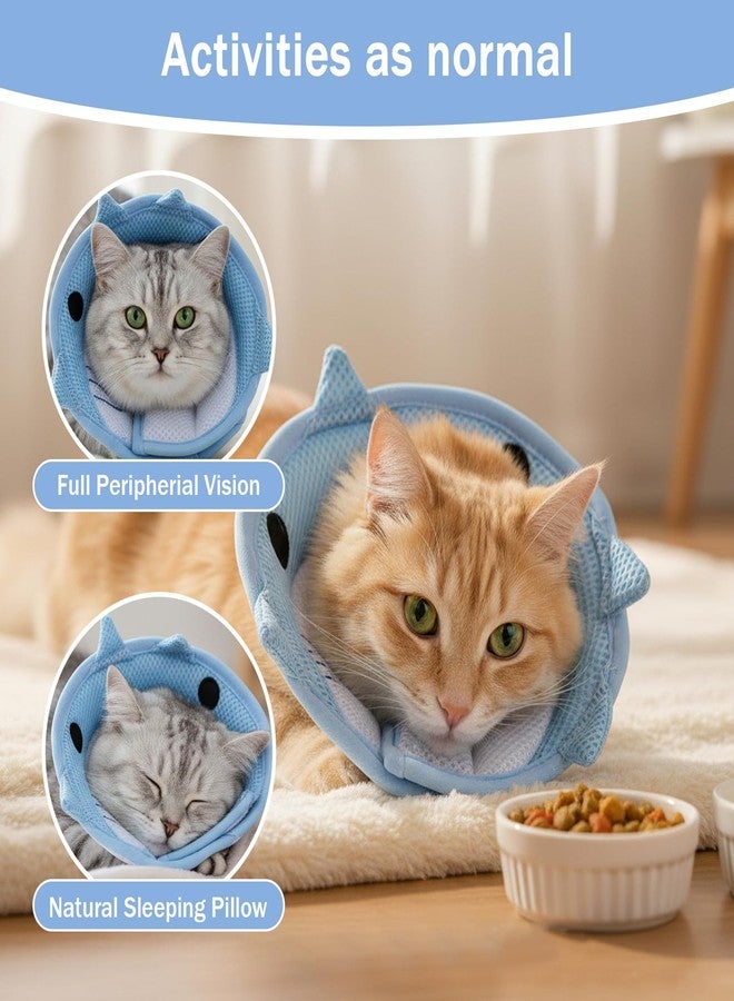 Nogeqi Soft Cone for Cats, Cute Shark Shape Cat Donut Collar, Adjustable Cat E Collar, Lightweight Cats Cones to Stop Licking, After Surgery for Pets Dogs Kittes - Image 2